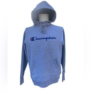 Champion Hoodie Gray Script Logo  Sweatshirt Mens Lrg Classic Athleticwear